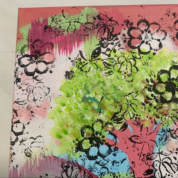 Abstract Floral Canvas Painting Original Acrylic - Picture 7 of 11